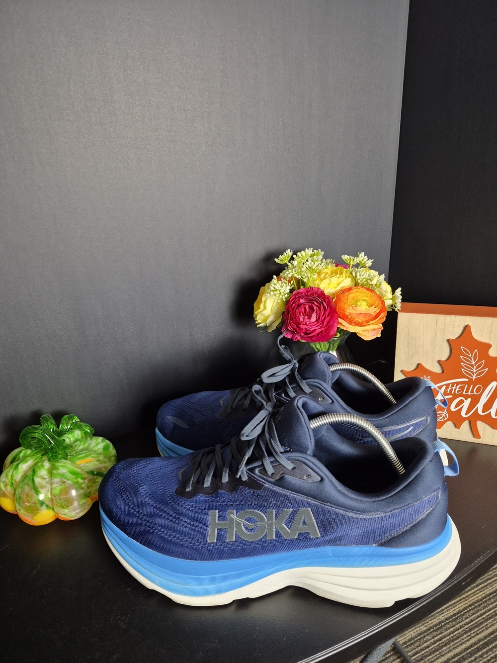 Hoka Men's Navy and Light Blue Running Shoes.Size 15 2E